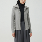 JAJU Hairy Ribbed Zip-Up Cardigan – Melange Grey