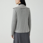 JAJU Hairy Ribbed Zip-Up Cardigan – Melange Grey