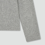 JAJU Hairy Ribbed Zip-Up Cardigan – Melange Grey