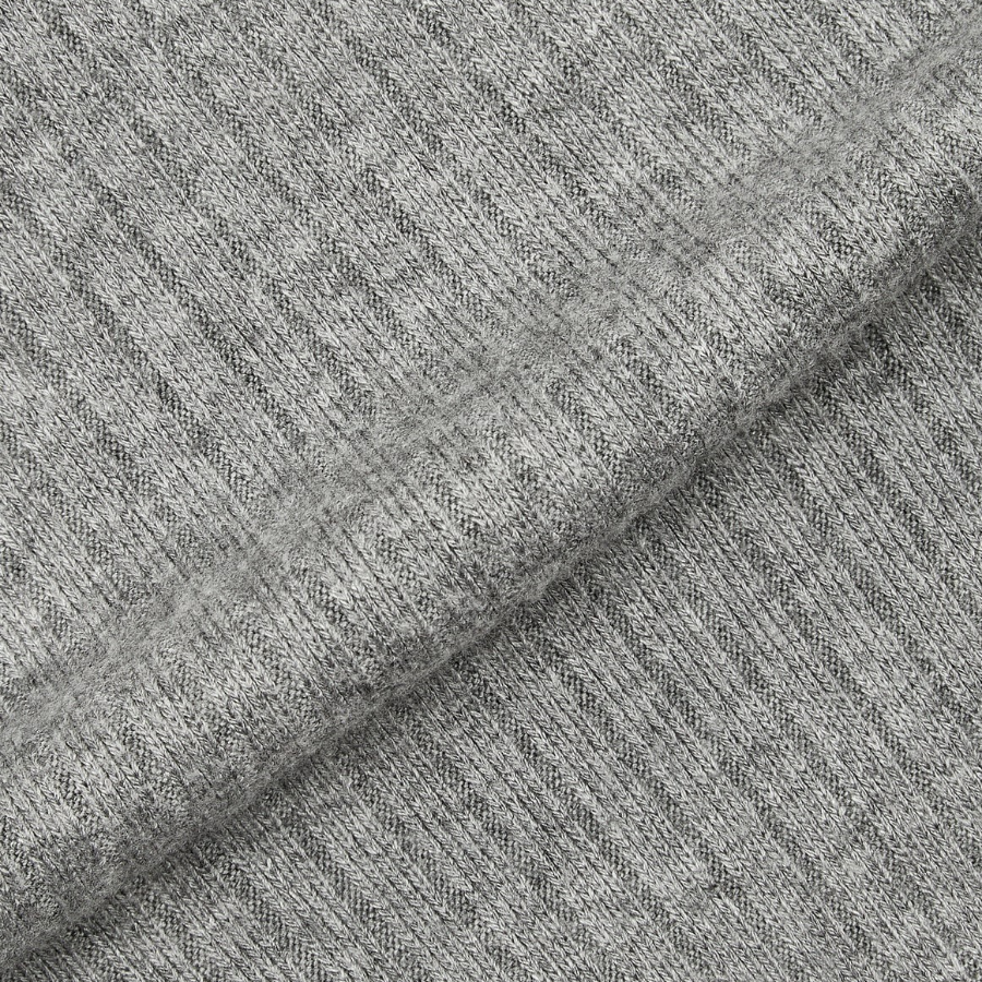 JAJU Hairy Ribbed Zip-Up Cardigan – Melange Grey