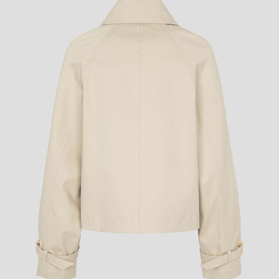 AMI Women Buttoned Short Trench Jacket – Light Beige