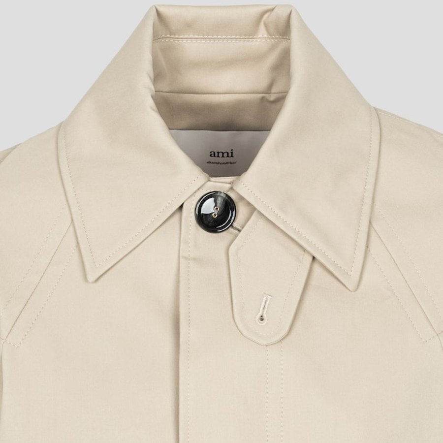 AMI Women Buttoned Short Trench Jacket – Light Beige