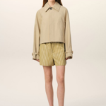 AMI Women Buttoned Short Trench Jacket – Light Beige