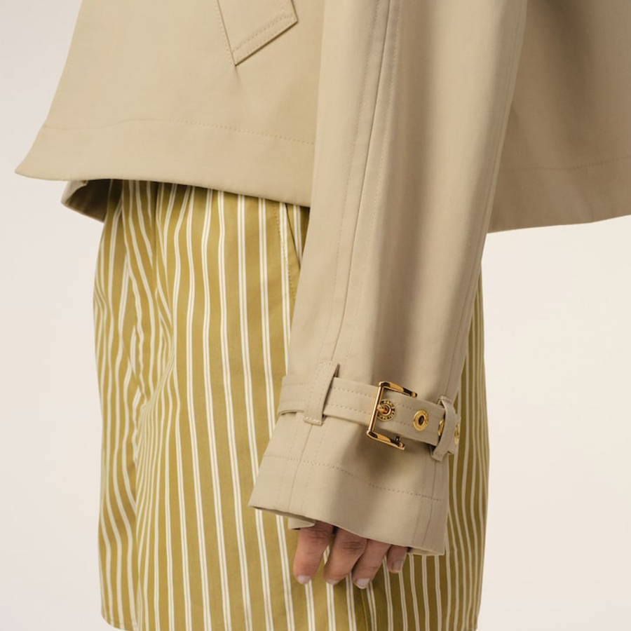 AMI Women Buttoned Short Trench Jacket – Light Beige