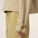 AMI Women Buttoned Short Trench Jacket – Light Beige