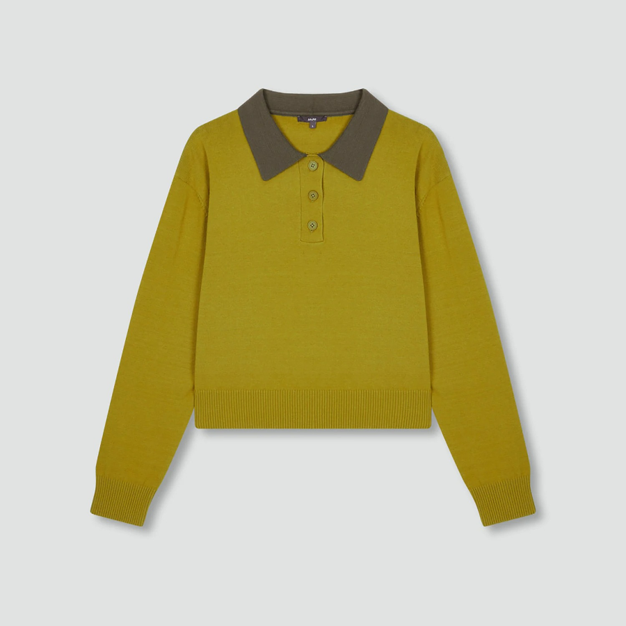 JAJU Contrast Collar Knit – Olive