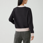 JAJU Contrast Trim Knit Cardigan – Charcoal