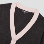 JAJU Contrast Trim Knit Cardigan – Charcoal