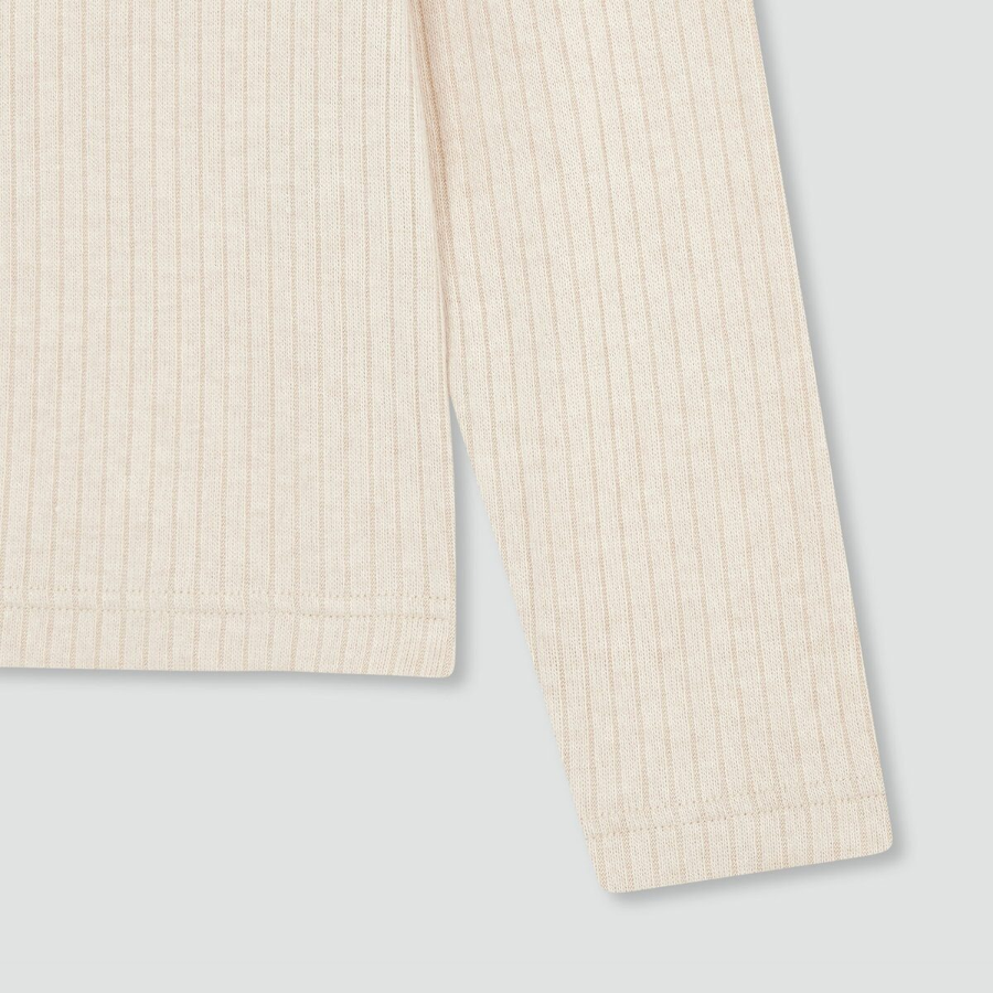 JAJU Hairy Ribbed Zip-Up Cardigan – Beige