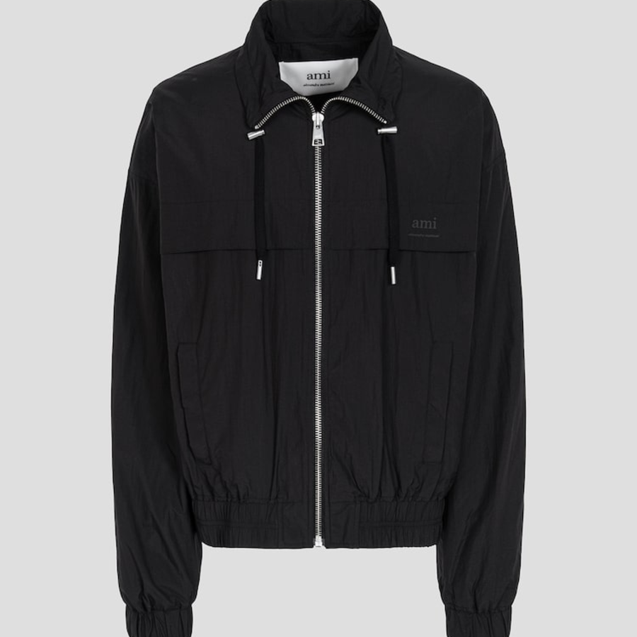 AMI (Unisex) Ami Zipped Windbreaker – Black