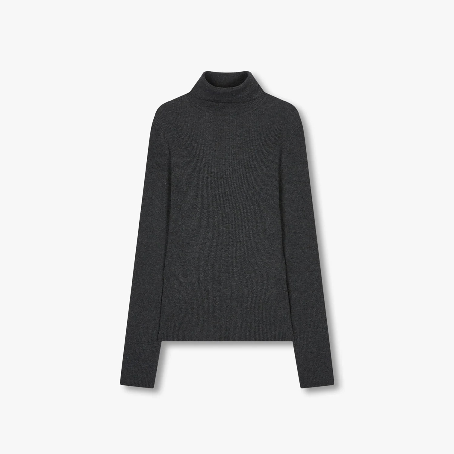 JAJU Ribbed Turtleneck Knit – Charcoal