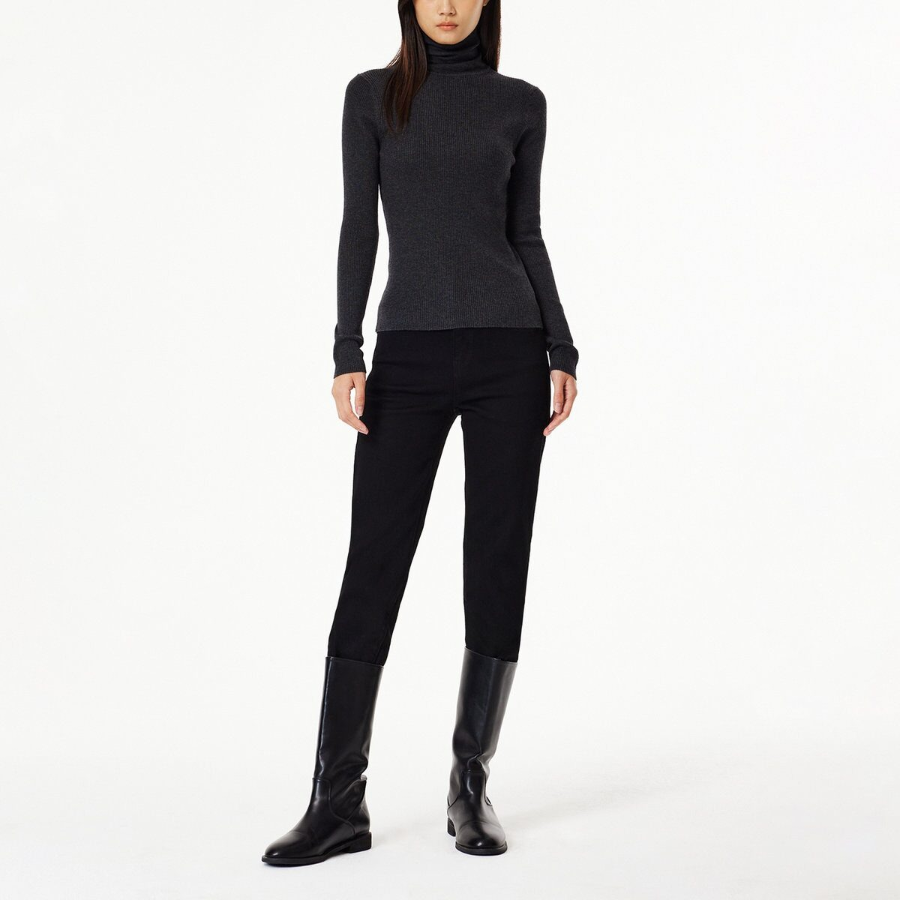 JAJU Ribbed Turtleneck Knit – Charcoal
