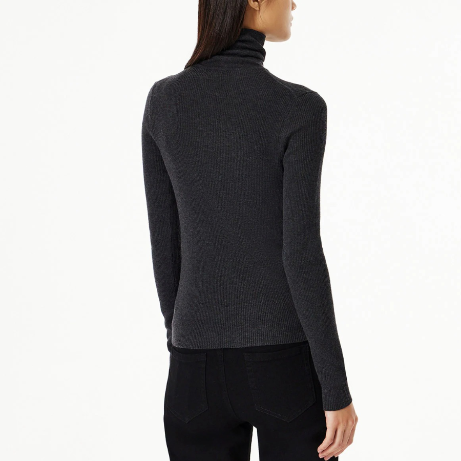 JAJU Ribbed Turtleneck Knit – Charcoal