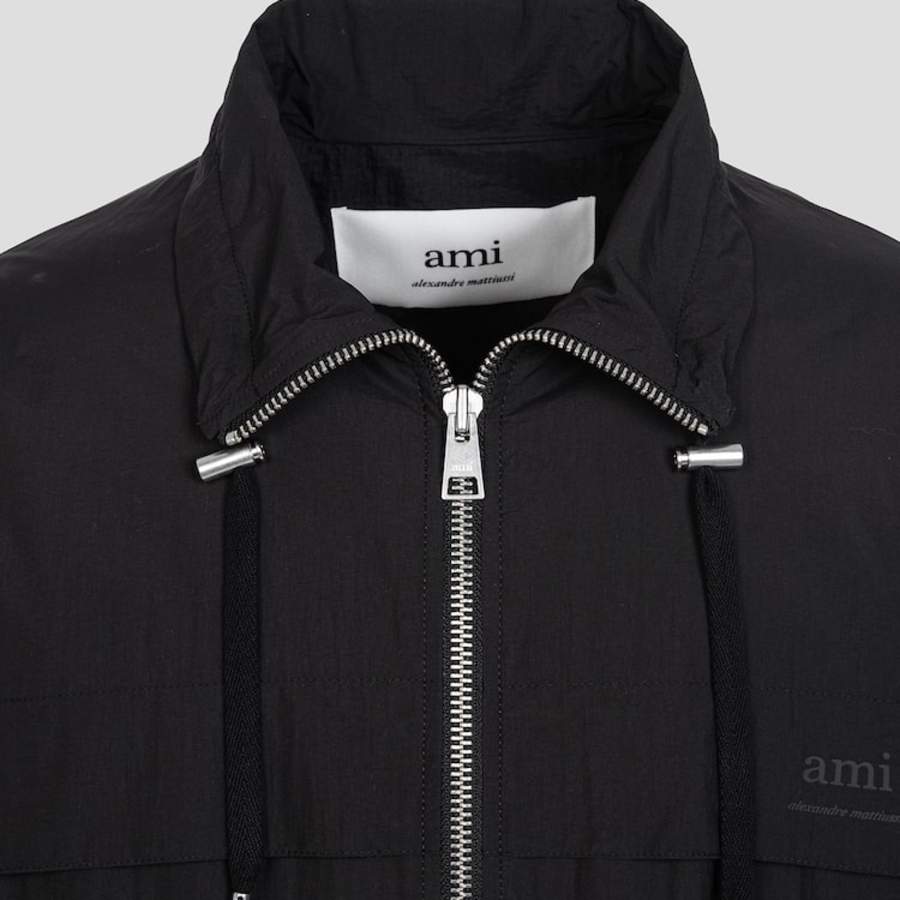 AMI (Unisex) Ami Zipped Windbreaker – Black