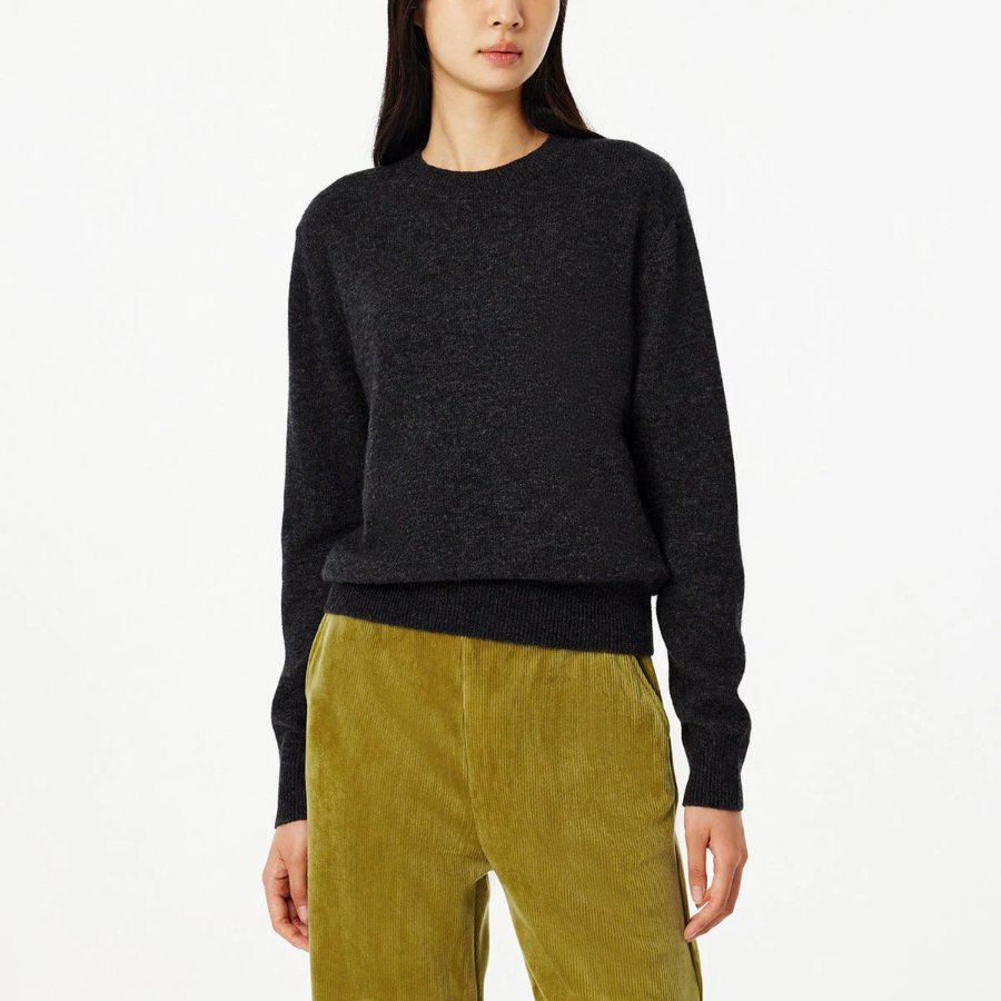 JAJU Merino Wool Round Neck Knit – Charcoal