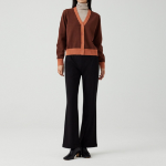 JAJU Contrast Trim Knit Cardigan – Brown