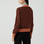 JAJU Contrast Trim Knit Cardigan – Brown