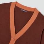 JAJU Contrast Trim Knit Cardigan – Brown