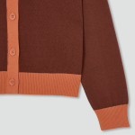 JAJU Contrast Trim Knit Cardigan – Brown