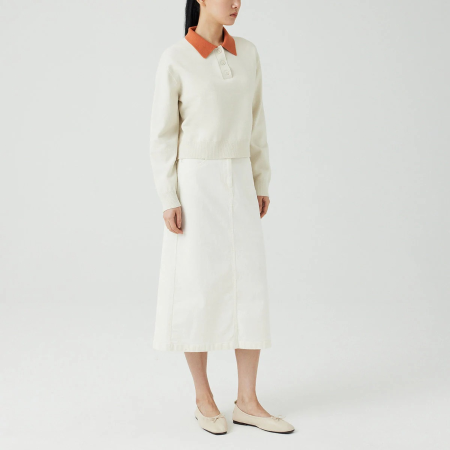 JAJU Contrast Collar Knit – Ivory