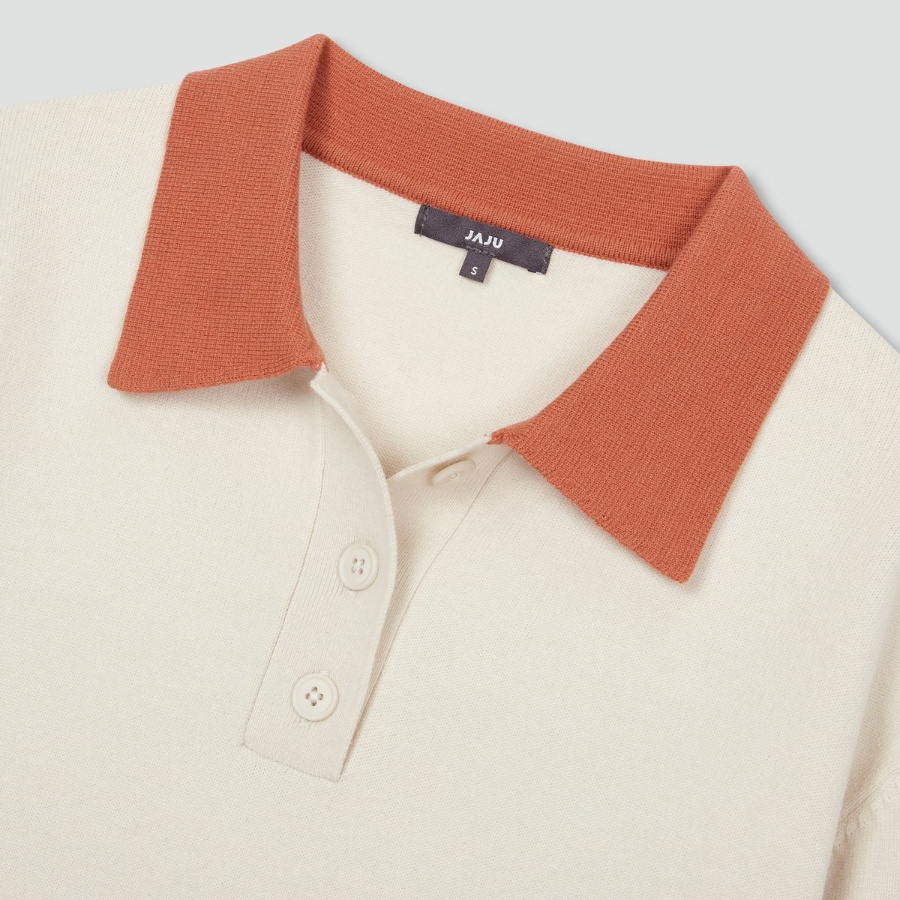 JAJU Contrast Collar Knit – Ivory