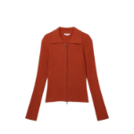 JAJU Zip-Up Collar Cardigan – Orange