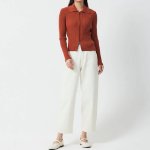 JAJU Zip-Up Collar Cardigan – Orange