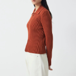 JAJU Zip-Up Collar Cardigan – Orange