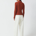 JAJU Zip-Up Collar Cardigan – Orange