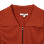 JAJU Zip-Up Collar Cardigan – Orange