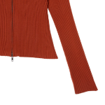 JAJU Zip-Up Collar Cardigan – Orange