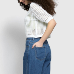 JAJU Crochet Short-Sleeve Knit – White