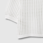 JAJU Crochet Short-Sleeve Knit – White