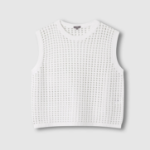 JAJU Crochet Knit Vest – White