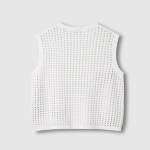 JAJU Crochet Knit Vest – White