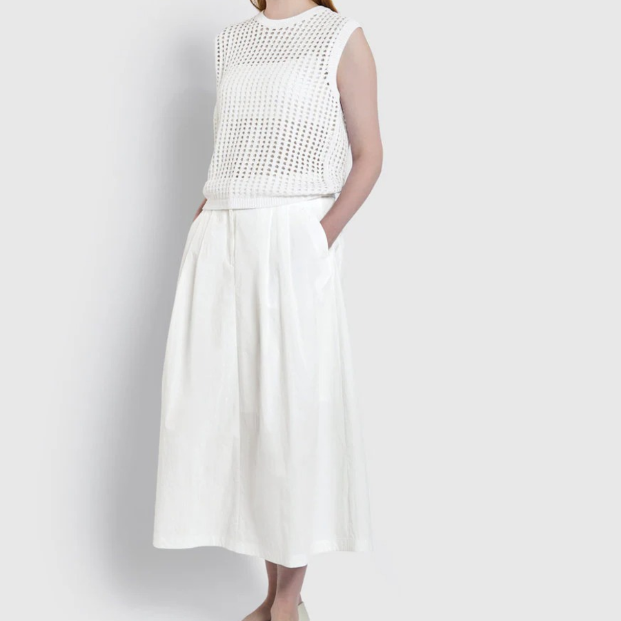 JAJU Crochet Knit Vest – White