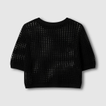 JAJU Crochet Short-Sleeve Knit – Black