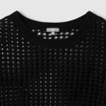 JAJU Crochet Short-Sleeve Knit – Black