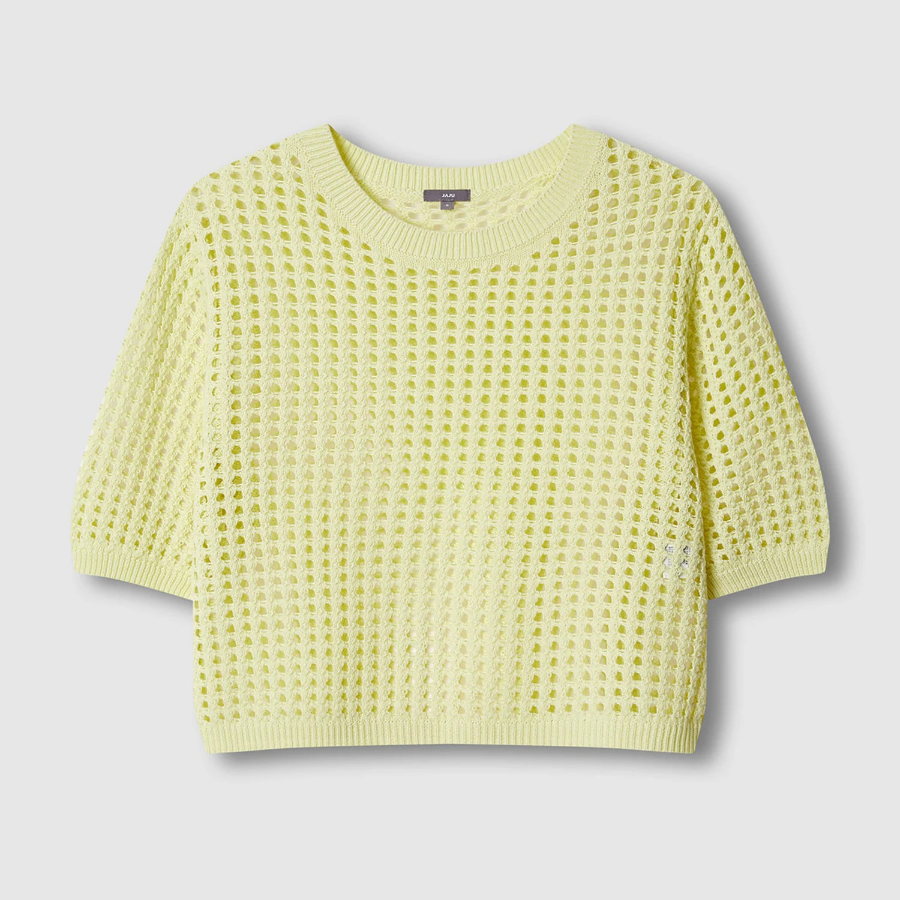 JAJU Crochet Short-Sleeve Knit – Yellow