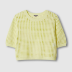 JAJU Crochet Short-Sleeve Knit – Yellow