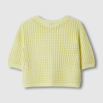 JAJU Crochet Short-Sleeve Knit – Yellow