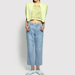 JAJU Crochet Short-Sleeve Knit – Yellow