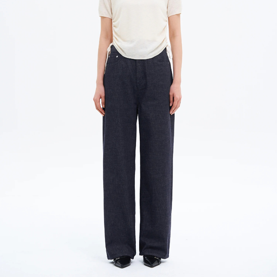 8 seconds Straight Linen Denim — Navy