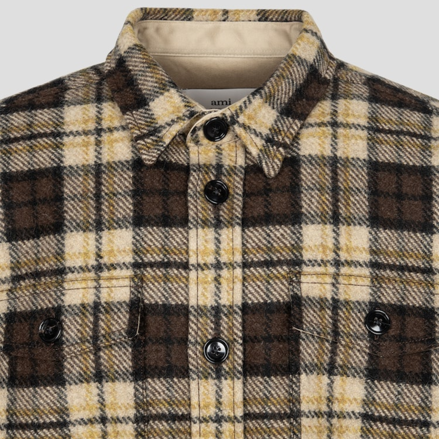 AMI (Unisex) Pocket Overshirt – Brown/Beige