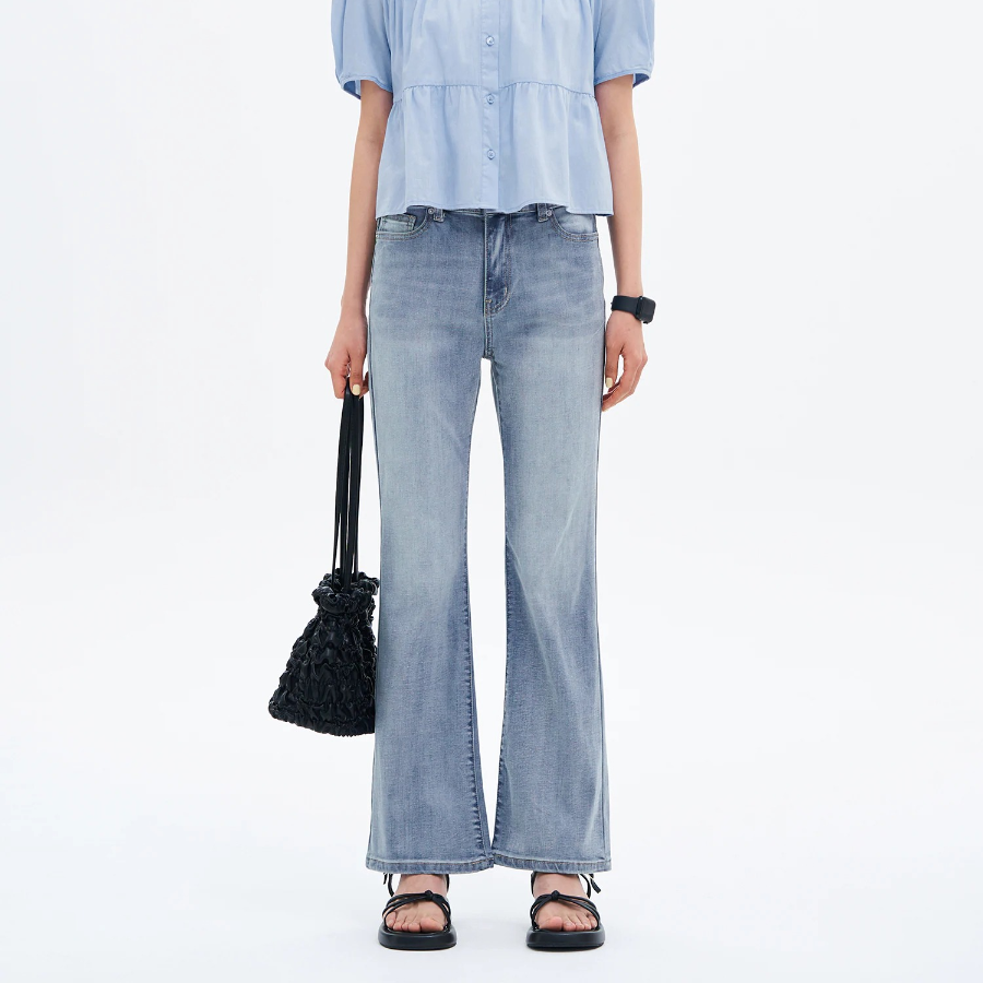 8 seconds Mid-Length Bootcut Lightweight Denim — Sky Blue