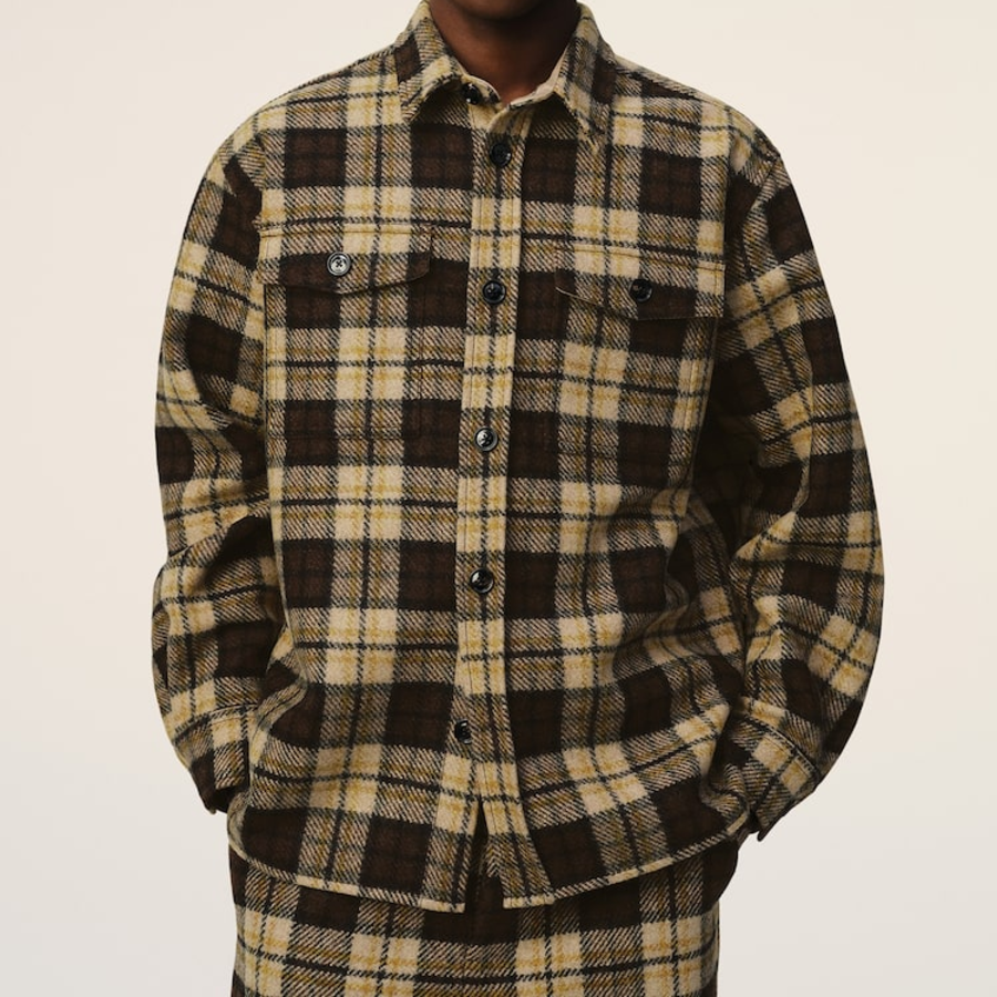 AMI (Unisex) Pocket Overshirt – Brown/Beige