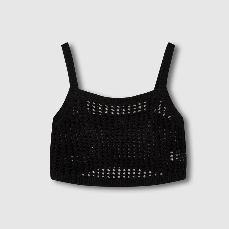 JAJU Crochet Bustier Vest – Black