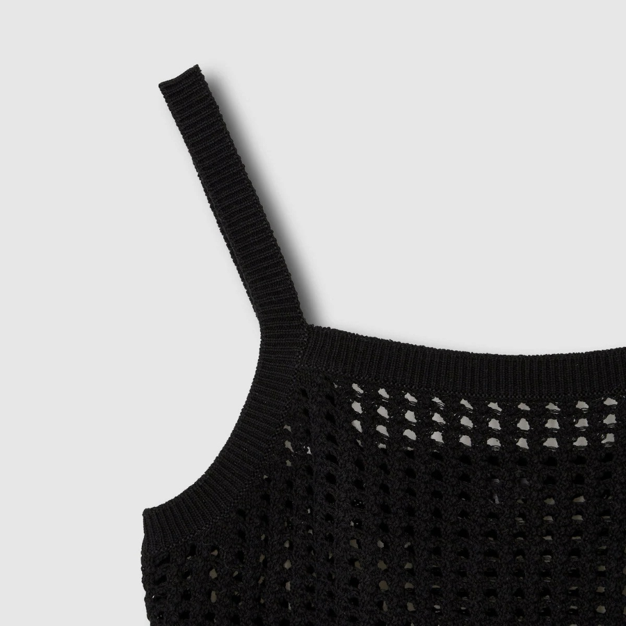 JAJU Crochet Bustier Vest – Black