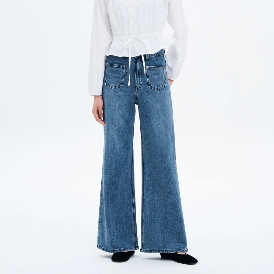 8 seconds Out Pocket Bootcut Denim Pants — Blue