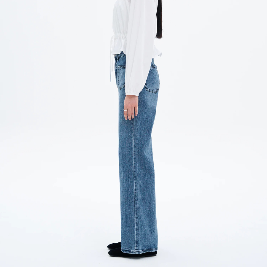 8 seconds Out Pocket Bootcut Denim Pants — Blue